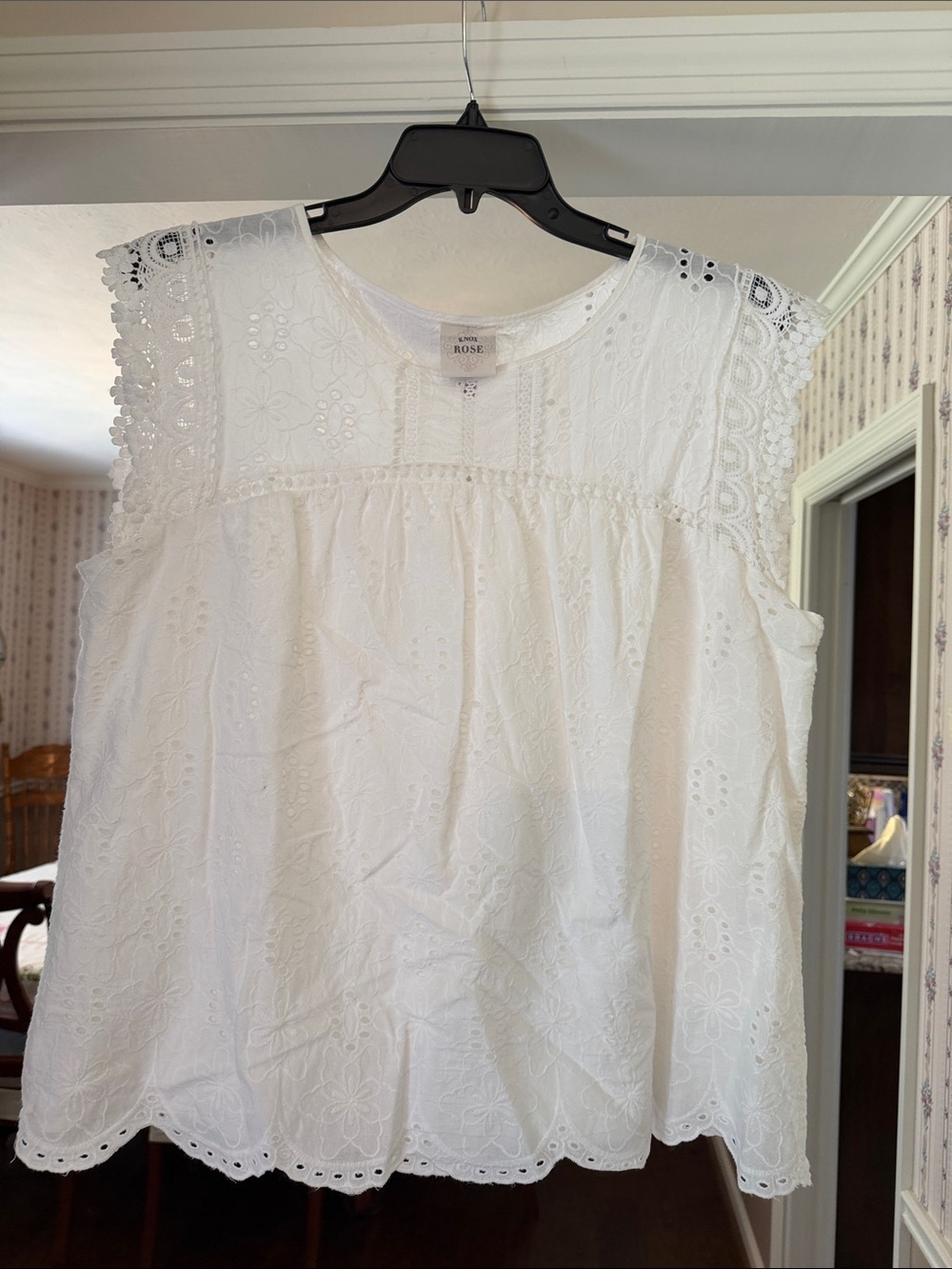 Knox Rose White Eyelet Lace Blouse